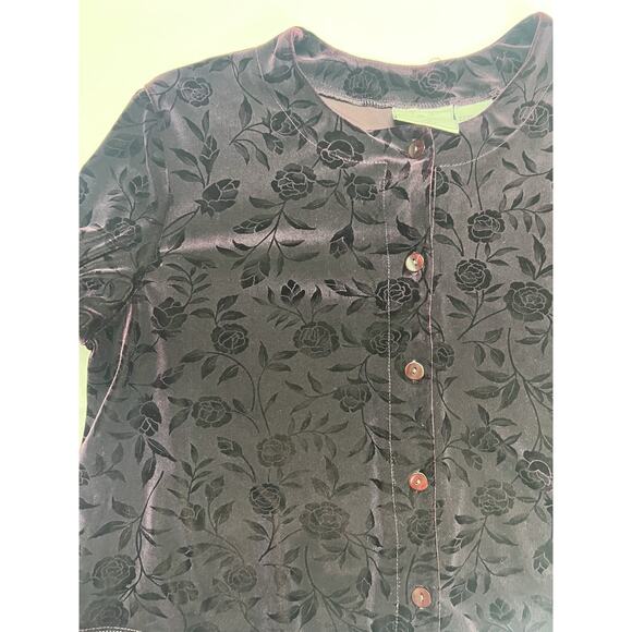 Vintage Studio Ease Womens Velvet Cardigan Top Floral Plum Size 14 Dark Romance - Picture 7 of 10